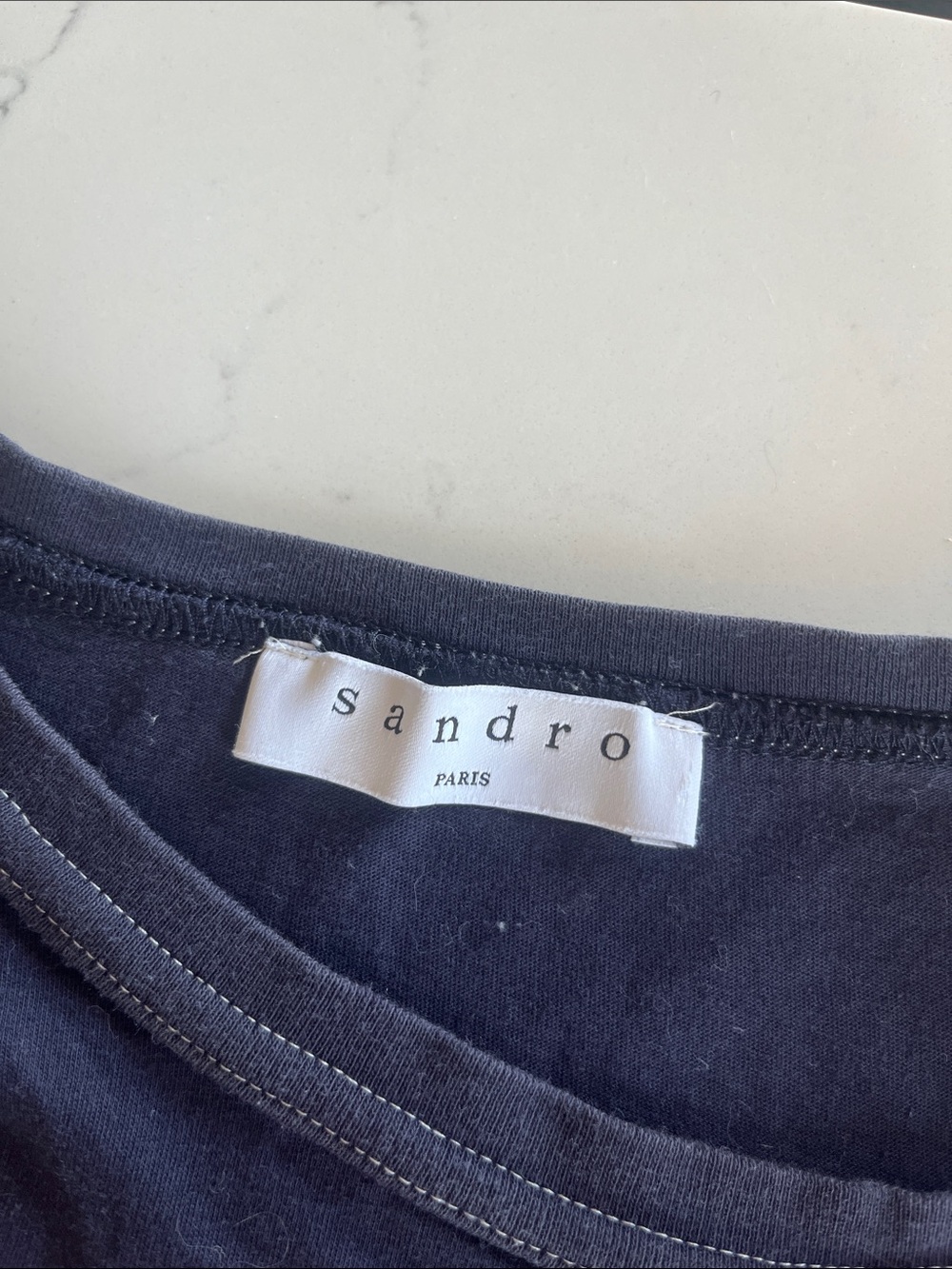 Sandro Navy T‑Shirt with Red Logo (Size 1) - Picture 2 of 10
